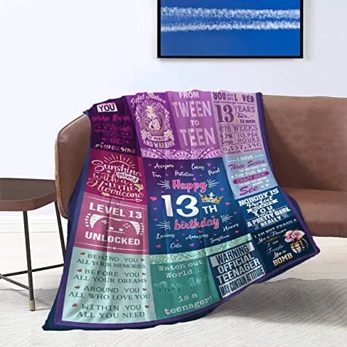 Wisegem 13th Birthday Gift Blanket 50" x 40" | Soft, Wrinkle-Resistant & Perfect for Girls thumbnail 8