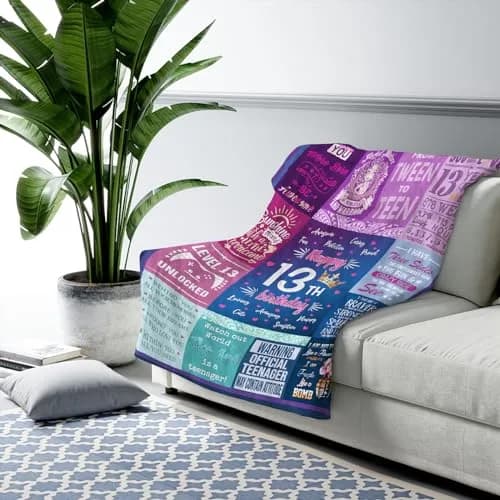 Wisegem 13th Birthday Gift Blanket 50" x 40" | Soft, Wrinkle-Resistant & Perfect for Girls thumbnail 3