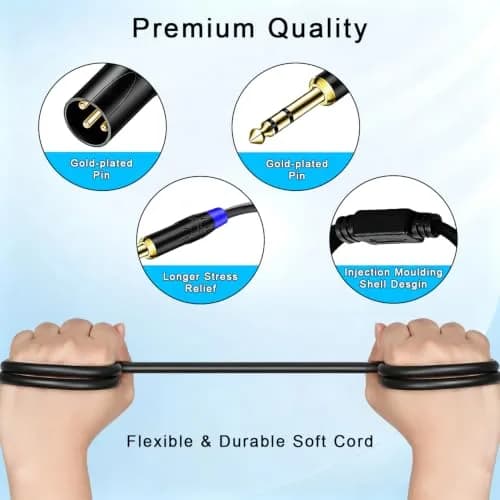Seefeful 1/4" TRS to Dual XLR Male Y Splitter Cable 1.5 FT | High Noise Cancellation & Shielded thumbnail 4