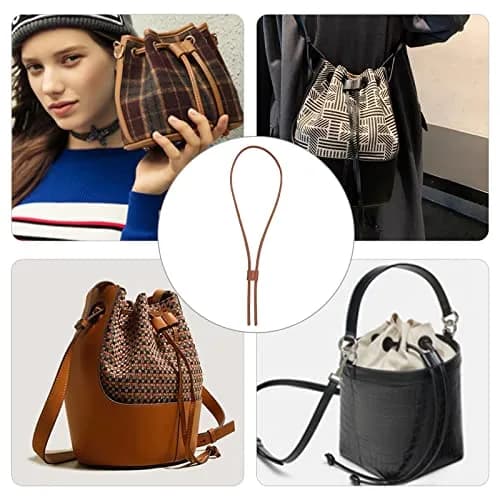 WADORN PU Leather Drawstring Purse Strap 40.1 Inch | Detachable Leather Bucket Bag Strap for DIY Bags thumbnail 2