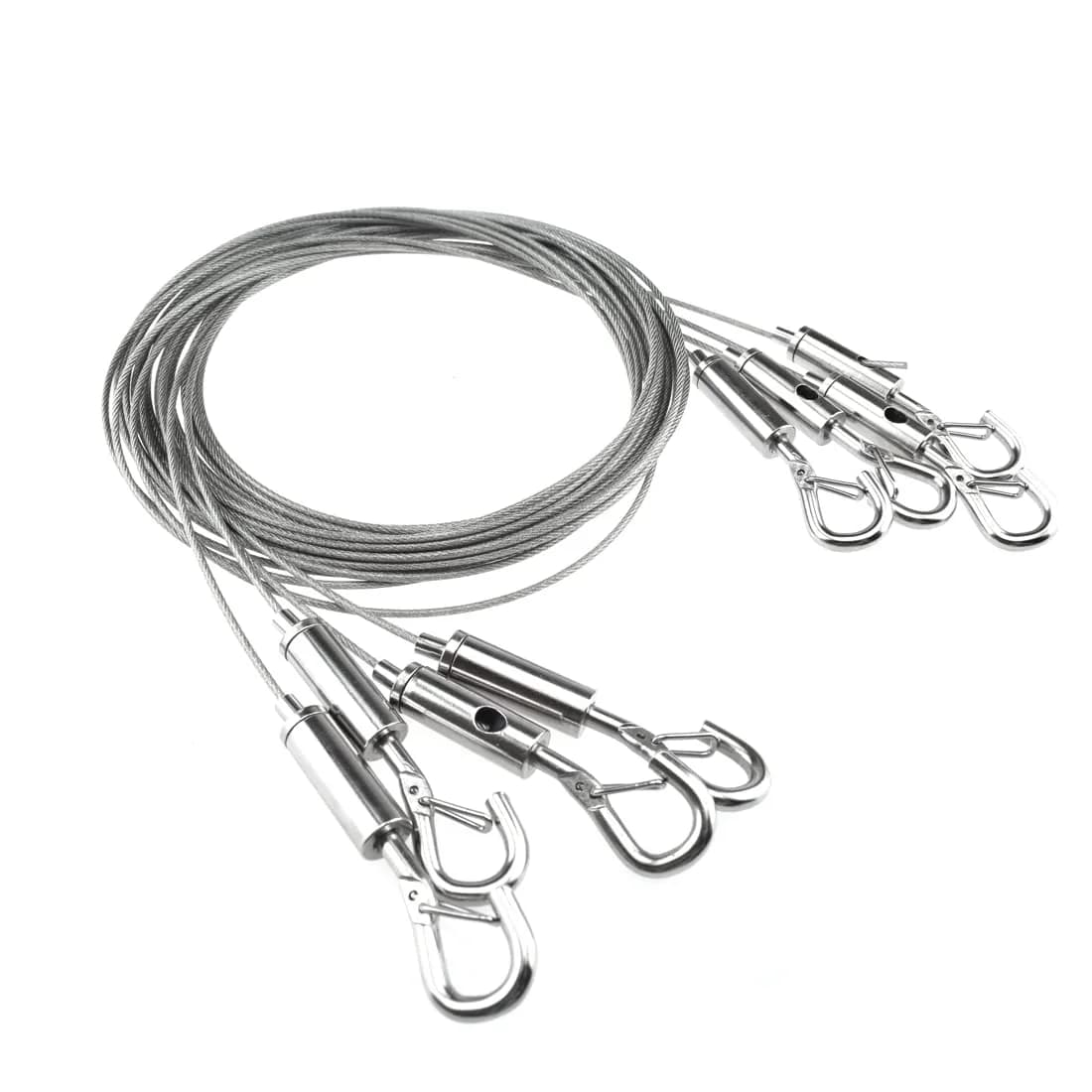 SDTC Tech Stainless Steel Wire Rope with Adjustable Hooks, 2m (6.5 ft) | 2-Pack, 175lb Load Capacity — 4-Pack
