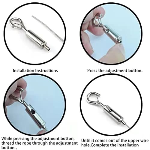 SDTC Tech Stainless Steel Wire Rope with Adjustable Hooks 2m (6.5 ft) | 4-Pack for Hanging & Securing thumbnail 5