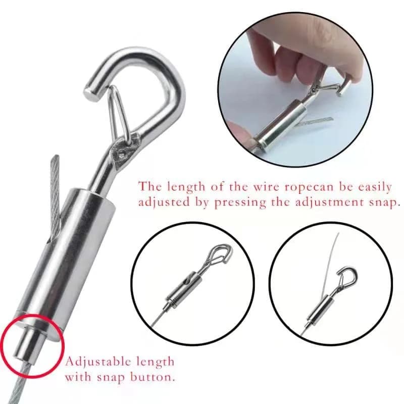 SDTC Tech Stainless Steel Wire Rope with Adjustable Hooks 2m (6.5 ft) | 4-Pack for Hanging & Securing thumbnail 6
