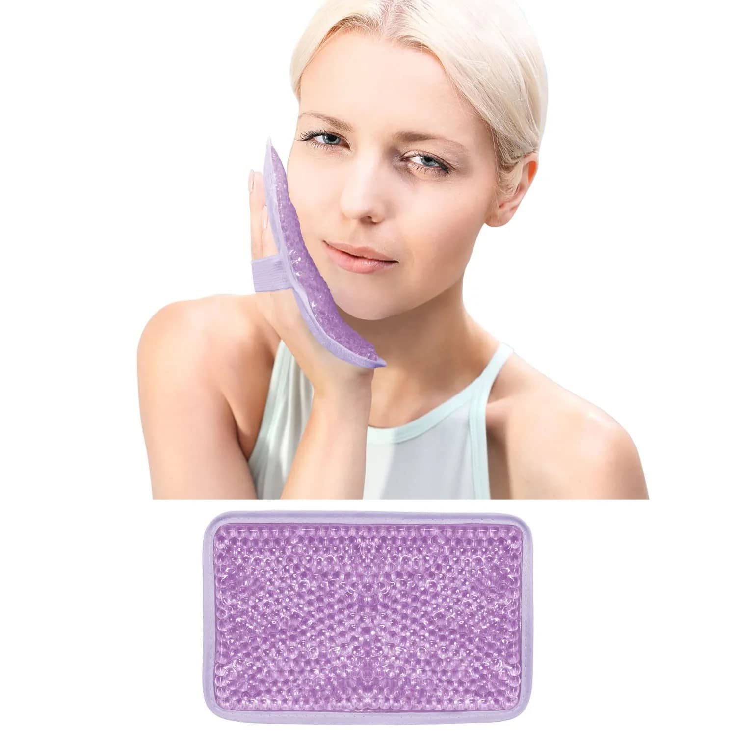 ZNÖCUETÖD Gel Ice Pack with Strap - 2 Pack Reusable Hot Cold Pack, 173g (6.1 oz) Each | Fast Pain Relief for Injuries — Purple