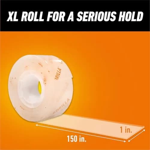 GORILLA Invisible Hold Mounting Tape 1" x 150" Clear 2-Pack | Strong Permanent Bond for Indoor/Outdoor Use thumbnail 6