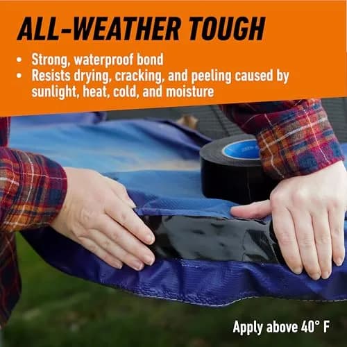 GORILLA All Weather Duct Tape, Black, 1.88 in x 75 ft (2-Pack) | Waterproof & UV Resistant for Outdoor Repairs thumbnail 5