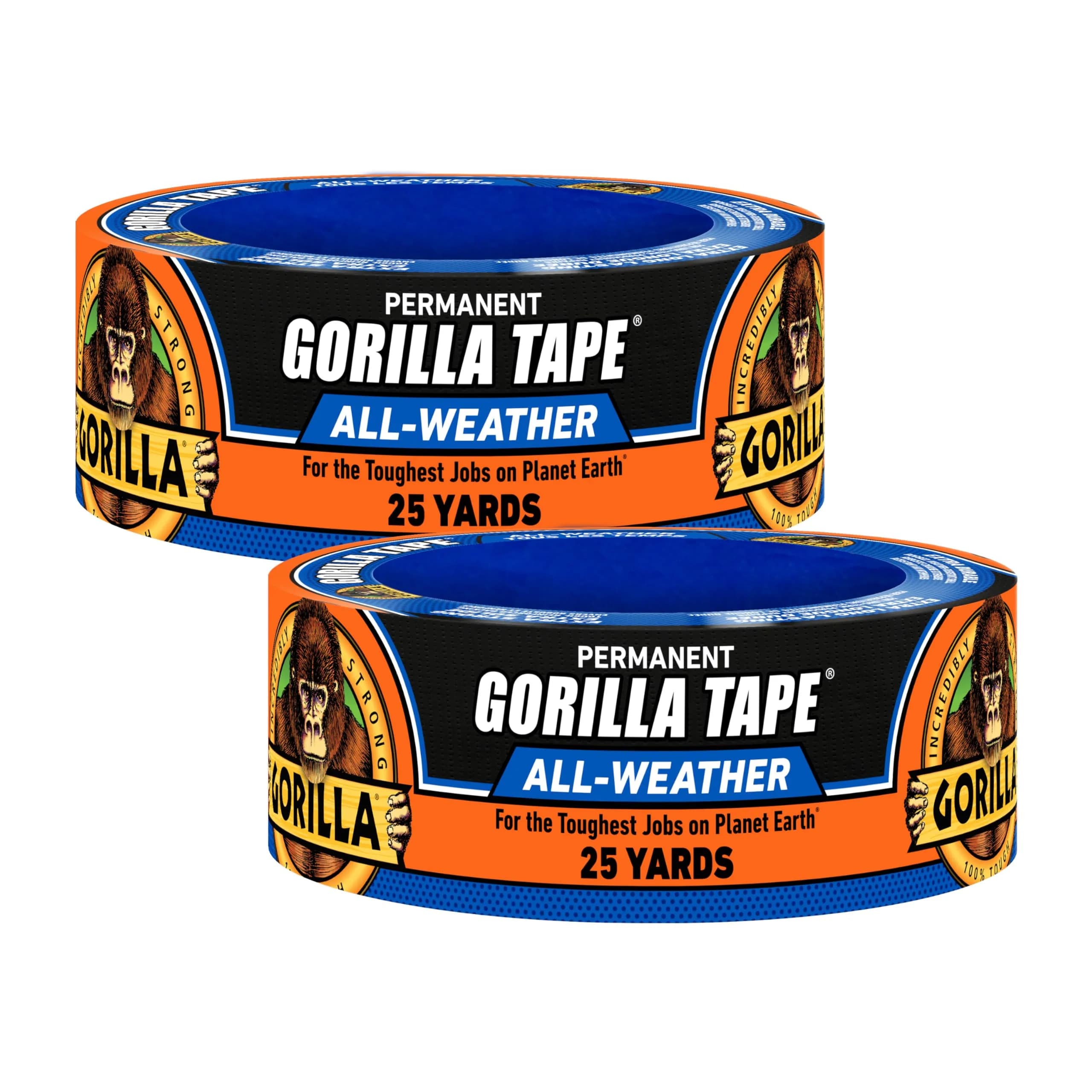 GORILLA All Weather Duct Tape, Black, 1.88 in x 75 ft (2-Pack) | Waterproof & UV Resistant for Outdoor Repairs - main product image