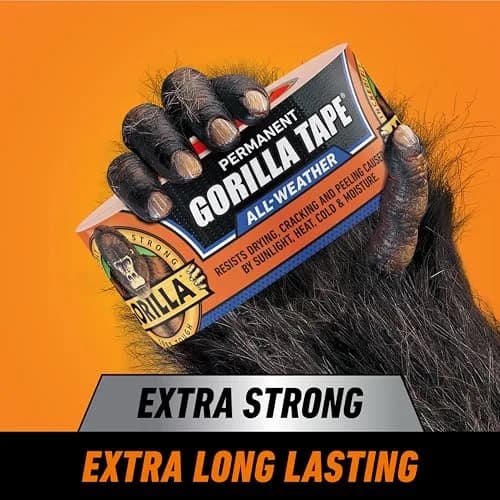 GORILLA All Weather Duct Tape, Black, 1.88 in x 75 ft (2-Pack) | Waterproof & UV Resistant for Outdoor Repairs thumbnail 2