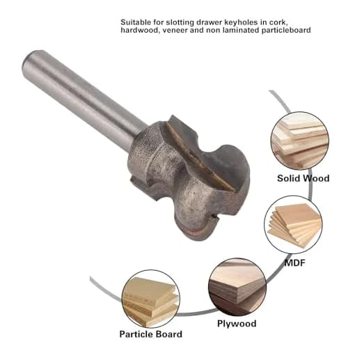 Walfront Finger Pull Bit 1/4in Round Shank Carbide Center Point Drill Bit for Drawer Pull, Cork Wood Hardwood Veneer, Slotting & Keyholes thumbnail 2