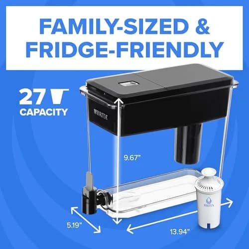 Brita UltraMax 27 Cup Water Dispenser with 1 Standard Filter, Black | Fridge-Friendly & Space-Saving thumbnail 7