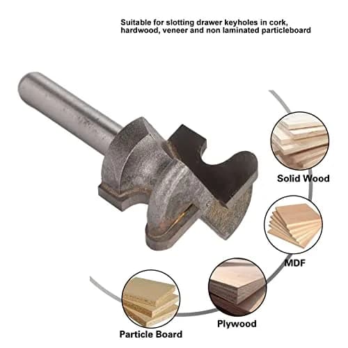 Walfront Finger Pull Bit 1/4in Round Shank Carbide Center Point Drill Bit for Drawer Pull Router Slotting in Cork Wood Hardwood Veneer Keyholes | Accurate Positioning thumbnail 5