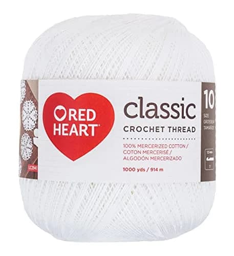 Red Heart Classic Cotton Crochet Thread Size 10, White, 1000 Yards (914m) | 100% Mercerized Cotton for Doilies, Tablecloths, Home Décor thumbnail 1