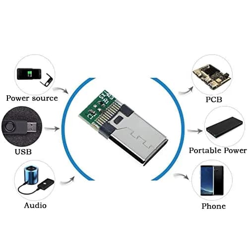ANMBEST USB 3.1 Type C Male Connector 24 Pins with PCB Board Support Module (10-Pack) | 5Gbps Data Transfer thumbnail 7