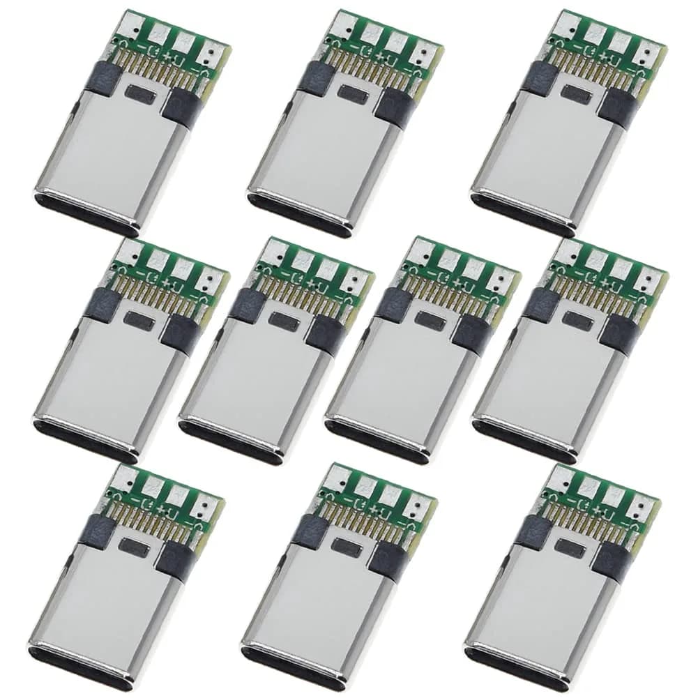 ANMBEST USB 3.1 Type C Male Connector 24 Pins with PCB Board Support Module (10-Pack) | 5Gbps Data Transfer - main product image