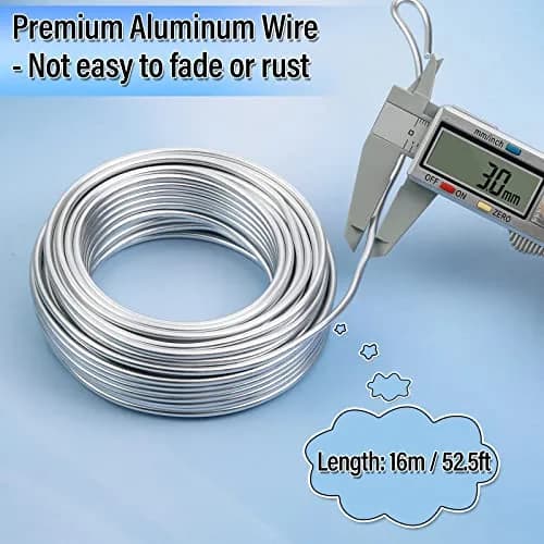 Cruzix 3mm Aluminum Craft Wire 16m (52.5 Ft) Silver | Bendable Metal for Sculpting, Jewelry, Bonsai thumbnail 3
