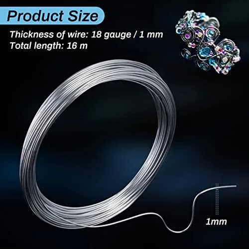 Cruzix 18 Gauge Aluminum Craft Wire 1mm (52.5 Ft / 16m) Silver | Bendable & Tarnish Resistant for Jewelry Making thumbnail 3