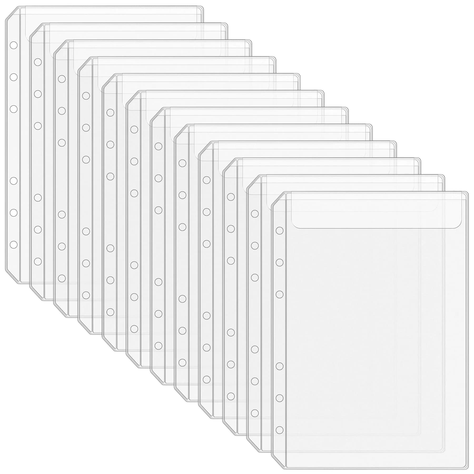 Antner A5 Binder Pockets No Zipper 6-Hole | Clear PVC, 12 Pack for Saving Challenge - main product image