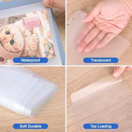 Antner A5 Binder Pockets No Zipper 6-Hole | Clear PVC, 12 Pack for Saving Challenge thumbnail 5
