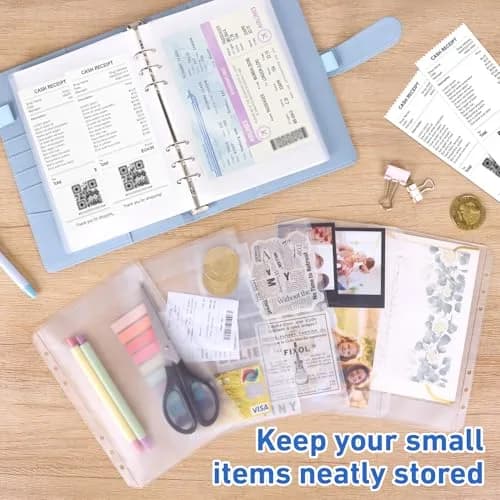 Antner A5 Binder Pockets No Zipper 6-Hole | Clear PVC, 12 Pack for Saving Challenge thumbnail 6