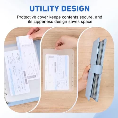 Antner A5 Binder Pockets No Zipper 6-Hole | Clear PVC, 12 Pack for Saving Challenge thumbnail 3