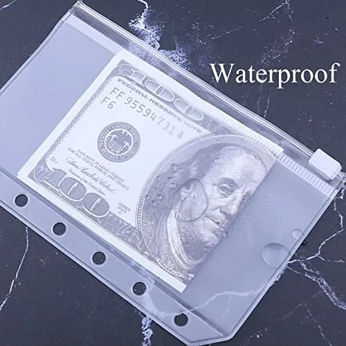 Antner A7 Mini Binder Pockets with Zipper, 6 Holes, 13.3cm x 8.7cm (5.24" x 3.43") | Pack of 12 Clear PVC Pouches for Budgeting & Organization thumbnail 5