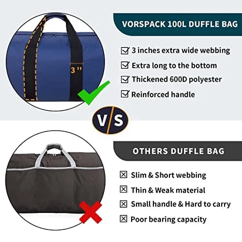 Vorspack Extra Large Duffle Bag 100L (80cm x 42cm x 30cm) | Heavy Duty Travel Gear Bag thumbnail 3
