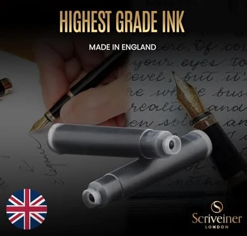 Scriveiner Black International Standard Fountain Pen Ink Cartridges, 20-Pack | Made in England thumbnail 3