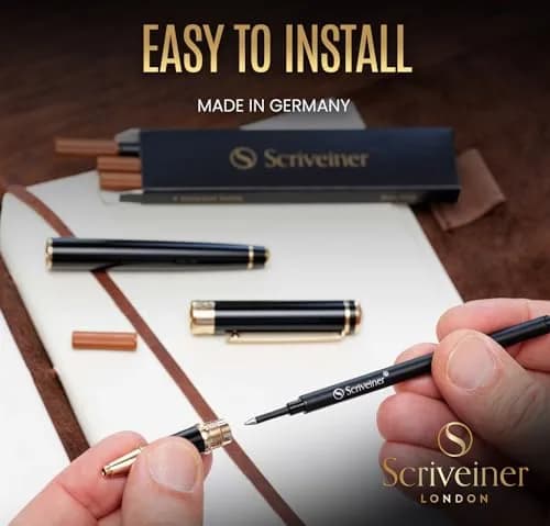 Scriveiner Rollerball Refill Black Medium 4 Pack (11.6cm x 1cm x 2.8cm) | Smooth Ink Flow thumbnail 4