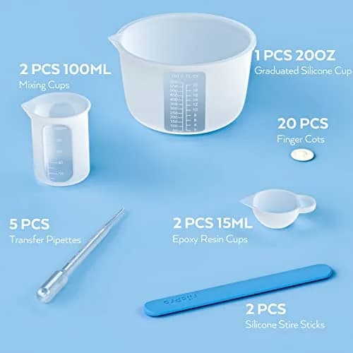 Nicpro Large Silicone Resin Measuring Cups Tool Kit 600ml & 100ml | Reusable Epoxy Resin Mixing Tools for Jewelry Making thumbnail 2