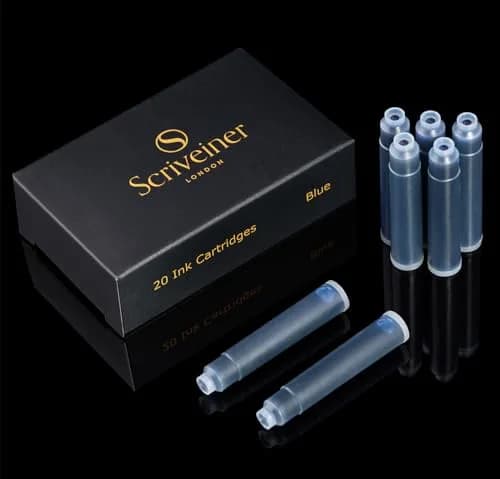Scriveiner Fountain Pen Ink Cartridges Blue International Standard 20-Pack | Smooth Ink Flow thumbnail 1