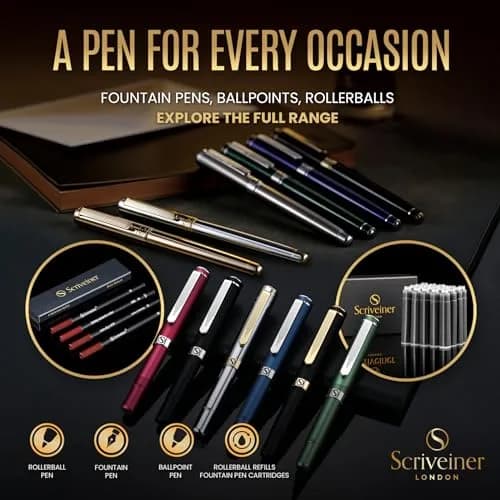 Scriveiner Fountain Pen Ink Cartridges Blue International Standard 20-Pack | Smooth Ink Flow thumbnail 5