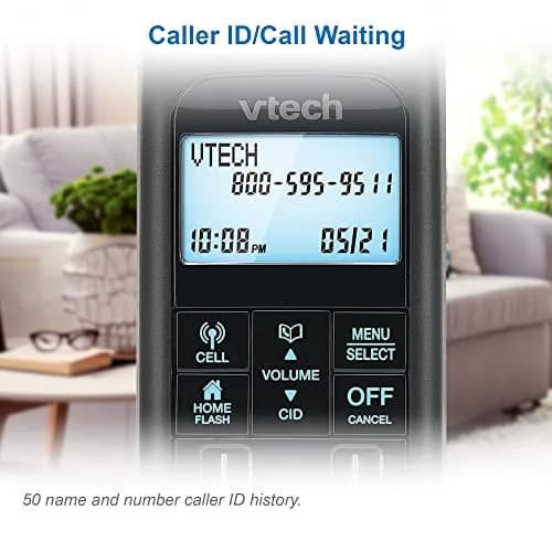 VTech VS122-16 Retro-Design Cordless Phone with Bluetooth Connect to Cell, Call Blocker, Answering System, Full-Duplex Speakerphone, Red thumbnail 9
