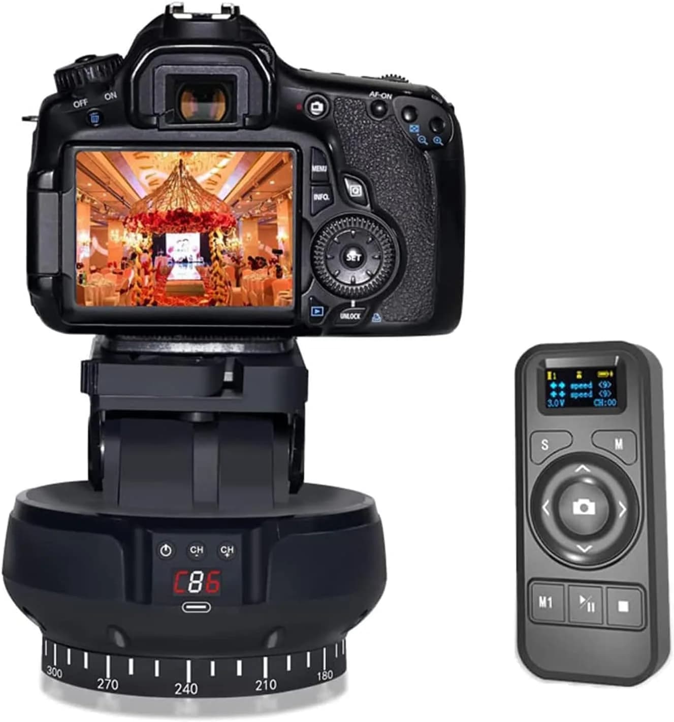 Byged Motorized Pan Tilt Head | 360° Rotation, ±35° Tilt, 100m Control, 9 Gears Speed, Smartphone & Camera Support - main product image