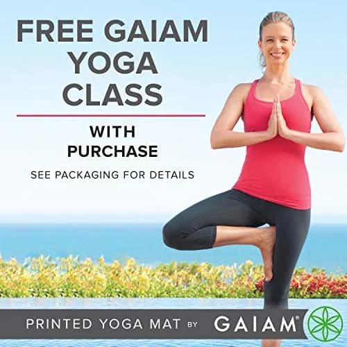 Gaiam Yoga Mat Classic Print, 4mm Non-Slip Mat (Purple Lattice) | Lightweight, Non-Slip & Eco-Friendly thumbnail 5