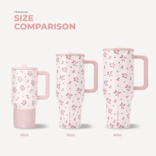 HydroJug Traveler 20oz Kids Insulated Tumbler with Handle, Wildrose | Leak-Proof, Drop-Resistant, Keeps Drinks Cold thumbnail 5
