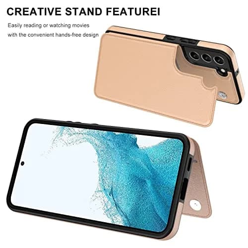 LETO Luxury Flip Folio Leather Wallet Case for Samsung Galaxy S22 Plus 6.6" (16.8cm) Light Brown | Card Slots, Kickstand, USA Import thumbnail 4