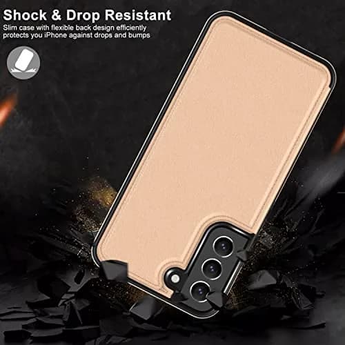 LETO Luxury Flip Folio Leather Wallet Case for Samsung Galaxy S22 Plus 6.6" (16.8cm) Light Brown | Card Slots, Kickstand, USA Import thumbnail 5