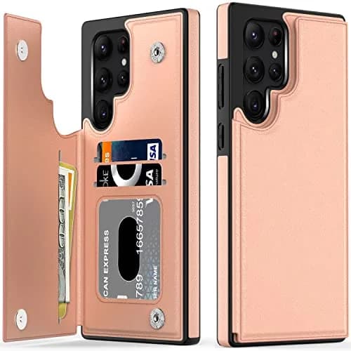 LETO Luxury Flip Folio Leather Wallet Case for Samsung Galaxy S22 Ultra 6.8" (17.3cm) | Protective Phone Case with Card Slots & Kickstand thumbnail 1