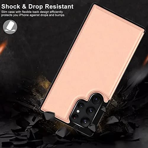 LETO Luxury Flip Folio Leather Wallet Case for Samsung Galaxy S22 Ultra 6.8" (17.3cm) | Protective Phone Case with Card Slots & Kickstand thumbnail 5