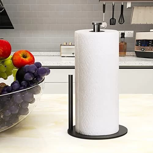 OBODING Matte Black Stainless Steel Paper Towel Holder Stand | Countertop Organization for Standard & Large Rolls thumbnail 2
