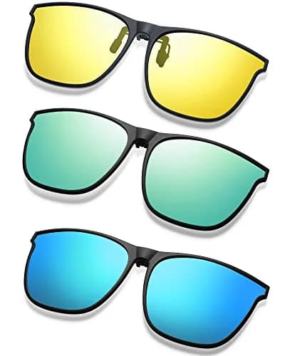 Frienda Oversize Clip-on Sunglasses 3 Pcs | Blue Green, Yellow Green, Yellow | Large, Flip Design thumbnail 1