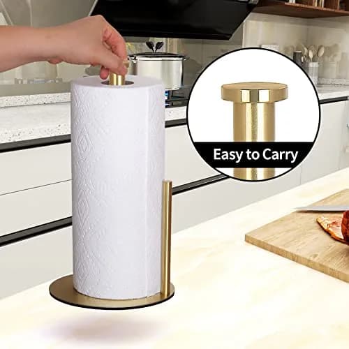 OBODING Gold Countertop Paper Towel Holder, Stainless Steel, Modern Kitchen and Bathroom Organization | Rust-Proof Design thumbnail 4