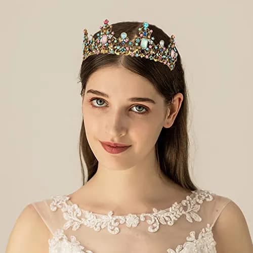 Didder Vintage Crowns & Tiaras for Girls & Women | Elegant Princess Headpiece, 6.5-inch Diameter, Alloy & Rhinestones thumbnail 4