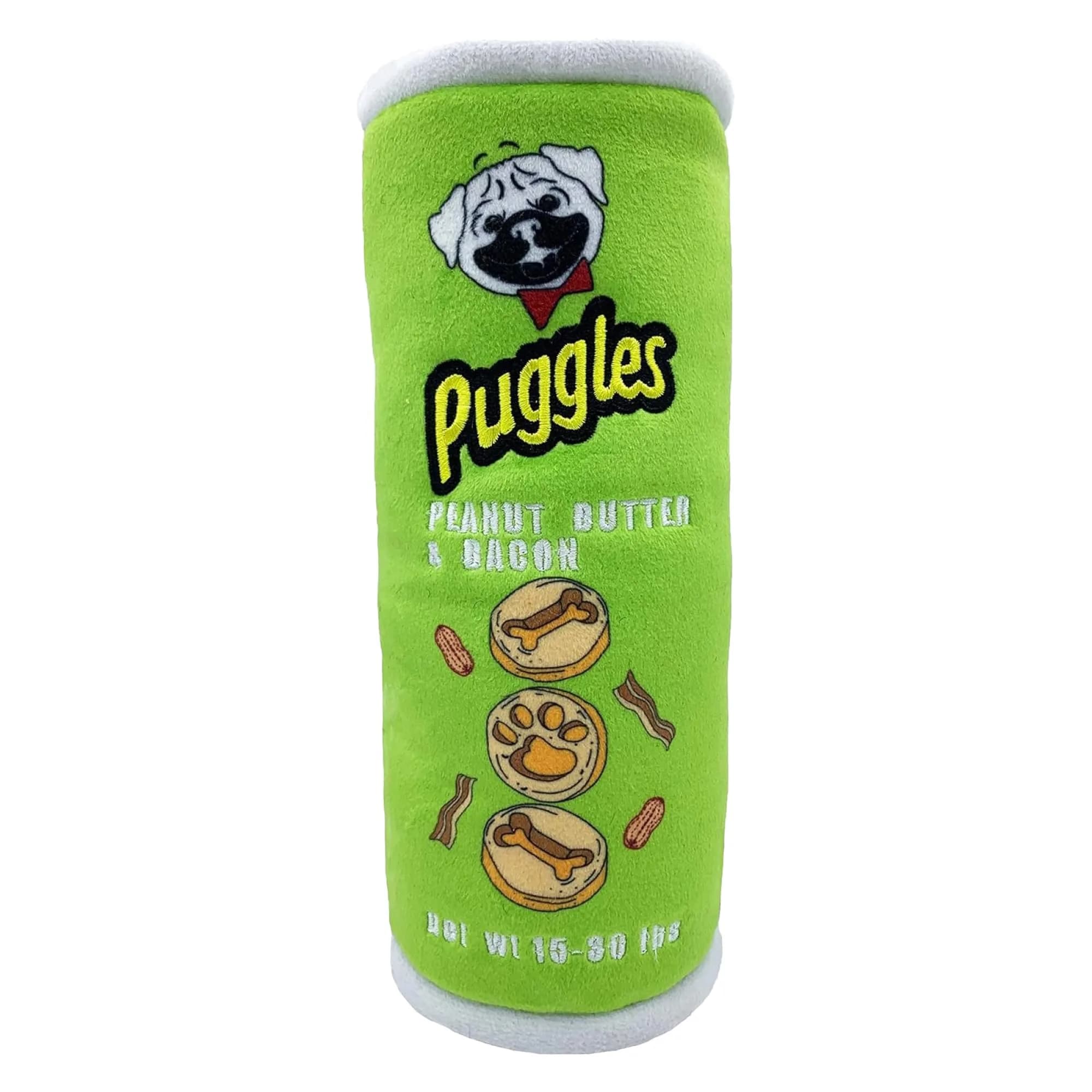 Huxley & Kent Power Plush Squeaky Dog Toy, Puggles Can, Small (6.5 x 2.5 x 2.5 inches / 16.5 x 6.4 x 6.4 cm) — Small