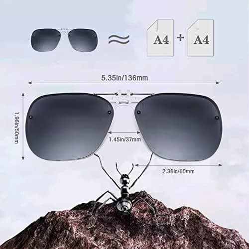 TERAISE Clip On Sunglasses for Prescription Glasses, 2-Pack 60mm (2.36 inches) Polarized UV400 thumbnail 5