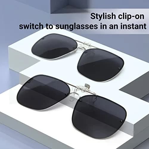 TERAISE Clip On Sunglasses for Prescription Glasses, 2-Pack 60mm (2.36 inches) Polarized UV400 thumbnail 2