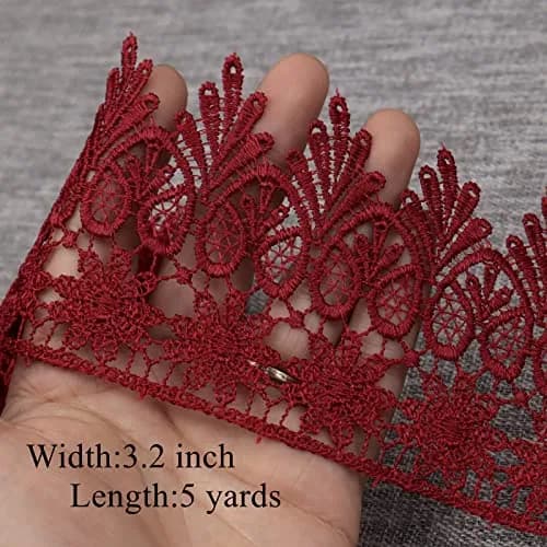 AIETSYEI Burgundy Lace Trim 8.9 cm (3.5 Inch) Wide Venise Lace Ribbon | Embroidered Edge Trim for Sewing DIY Crafts thumbnail 2