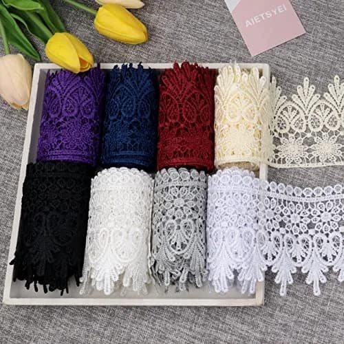 AIETSYEI Beige Lace Trim 9cm (3.5 Inch) Wide Venise Lace Ribbon | 5 Yards for Sewing & Crafts thumbnail 3