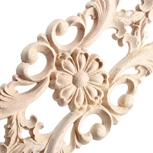 MUXSAM Wood Carved Appliques 22x8 cm (8.7"x3.2") | French Country Style Oak Wood Decals for Furniture thumbnail 4