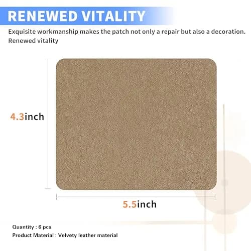 Azobur Self-Adhesive Fabric Repair Patch 6 pcs | Microfiber Suede for Sofa & Furniture thumbnail 2